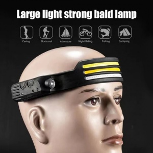 Lanterna de Cap Profesională LED cu 3 Benzi XPE COB, 1000 Lumeni, Acumulator 1200mAh - Img 3