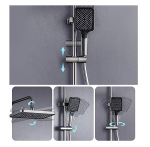 Set coloana de Dus Premium Razo, Comenzi Piano, 4 Moduri de Pulverizare, Rotatie 360°, Tehnologie de Pulverizare cu Aer, Para Dus, Robinet Ascuns, Gri - Img 3