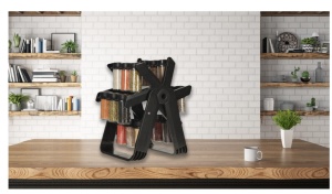 Set organizator rotativ de condimente cu 18 recipiente din sticla, Negru mat - Img 5