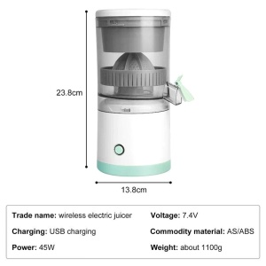 Storcator Electric Portabil pentru fructe si legume Razo JuicePro Go, incarcare USB, 45 W, Alb-Turcoaz - Img 6