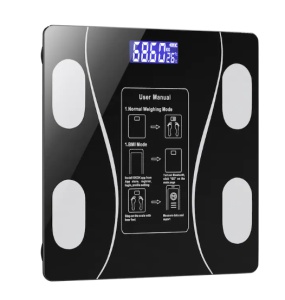 Cântar Electronic Smart de diagnostic corporal încărcare USB, Conexiune Bluetooth la App Pentru Fitness, Intervalul de cantarire 0,2-180 kg, Detectarea temperaturii, Sticla securizata, Neagra - Img 2