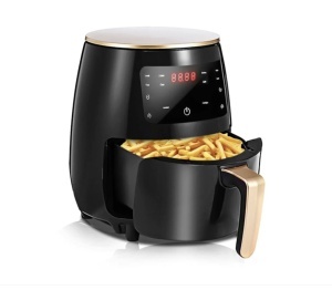 Friteuza cu aer cald, Razo , de mare capacitate 2400W, 6L ,LCD touch, Timer, 6 programe, Oprire automată, Negru