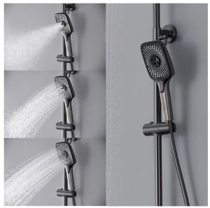 Set coloana de Dus Premium Razo, Comenzi Piano, 4 Moduri de Pulverizare, Rotatie 360°, Tehnologie de Pulverizare cu Aer, Para Dus, Robinet Ascuns, Gri - Img 4