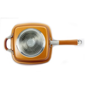 Set Tigaie Multifunctionala cu capac 5 in 1 Razo ,cu Suprafata Non Aderenta, Mânere inox si reci, Copper, Friteuza, Pentru Cuptor, Sita Pentru Prajit, Gratar Pentru Abur, Temperatura pana la 260°C - Img 5