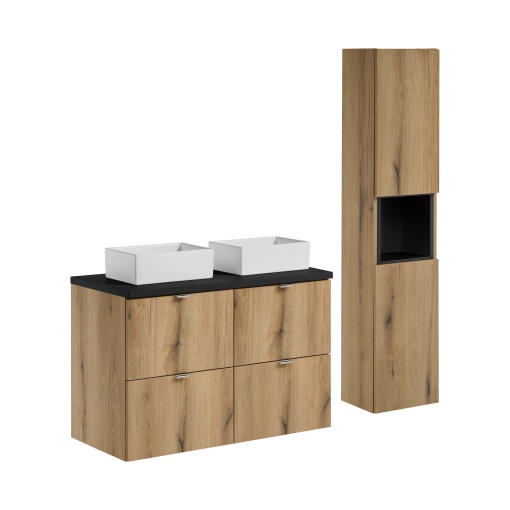 Set de mobilier 100cm cu blat, chiuveta Gaja pe blat si dulap inalt