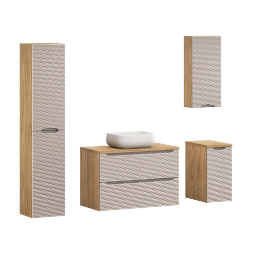 Set de mobilier 90cm cu blat, lavoar de blat Nika si dulap inalt