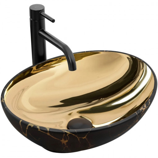 Lavoar pe blat Rea Sofia in Gold marble black