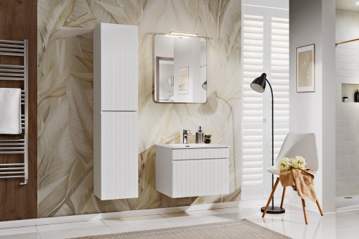 Set de mobilier de 60 cm cu blat, lavoar pe blat Wiki, dulap înalt și oglindă