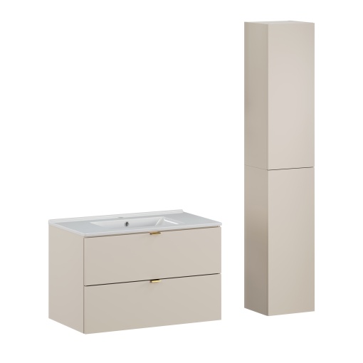 Set mobilier 80cm cu lavoar mobila Lava si dulap inalt