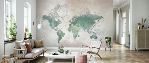 Tapet World Map, Emerald, Photowall