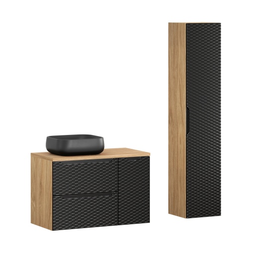 Set de mobilier 90cm cu blat, lavoar de blat Nika si dulap inalt