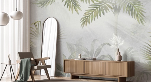 Tapet Foggy Jungle, Olive, Photowall