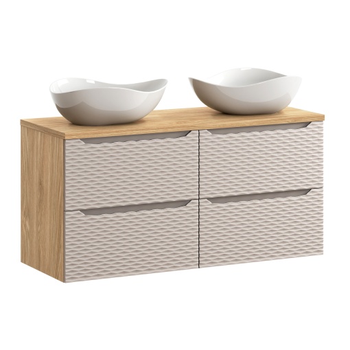 Set de mobilier de 120 cm cu blat și 2 lavoare de blat Cloud