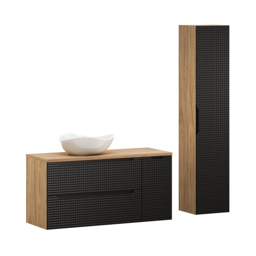 Set mobilier 120cm cu blat, lavoar pe blat Cloud si dulap inalt