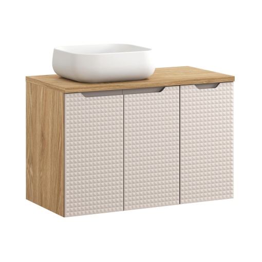Set mobilier de 90 cm cu blat si lavoar Nika pe blat