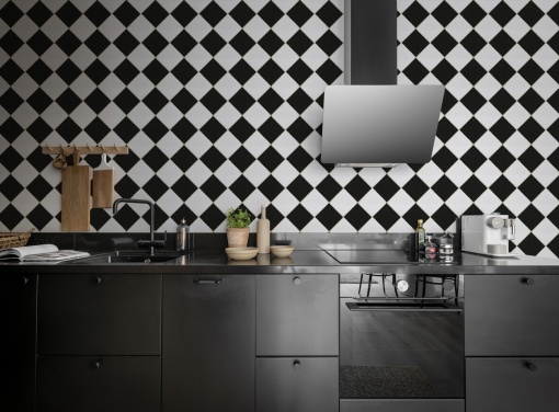 Tapet Checkered Tiles, Black & White, Rebel Walls, 5 mp / rola