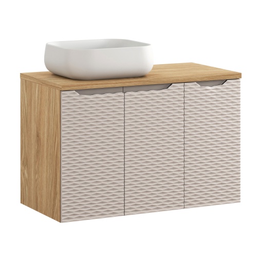 Set mobilier de 90 cm cu blat si lavoar Nika pe blat