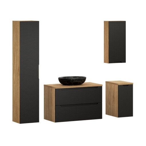 Set de mobilier 90cm cu blat, lavoar blat Mona si dulap inalt