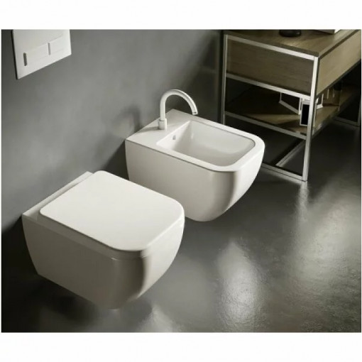Set vas wc suspendat bideu suspendat Hatria Bianca Rimless si capac softclose