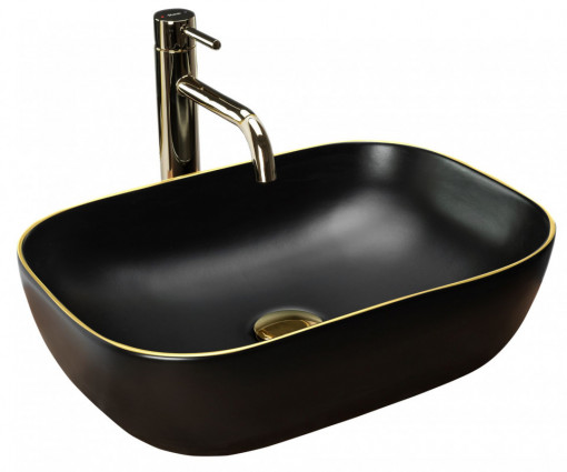 Lavoarul pe blat Black Mat Gold Edge