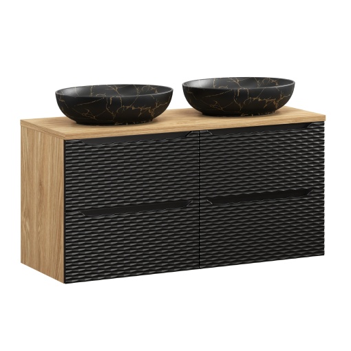 Set mobilier de 120 cm cu blat si 2 lavoare pe blat Mona