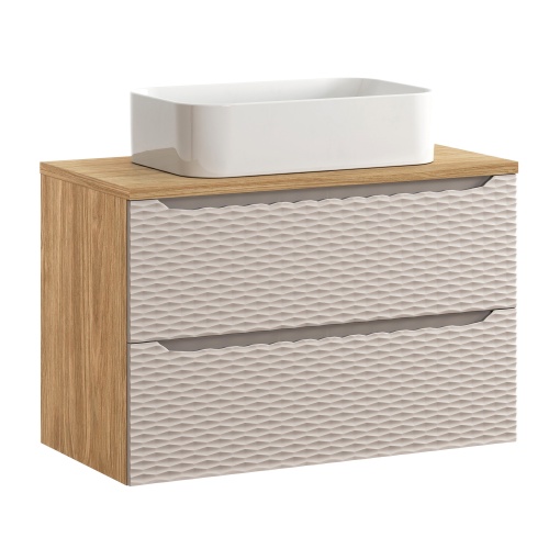 Set mobilier de 90 cm cu blat si lavoar Kati pe blat