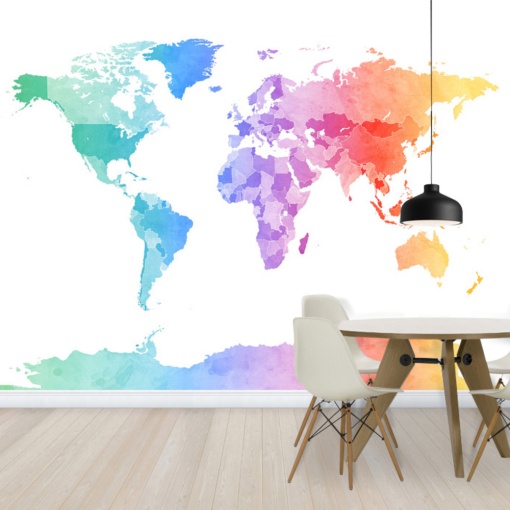 Tapet Watercolour World Map Soft Colors, Photowall