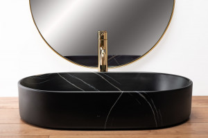 Lavoar ceramic pentru blat Rea Nadia Stone Black Matt - Img 6