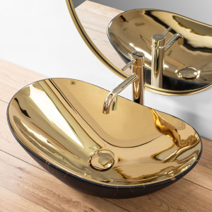 Lavoar de blat Rea Royal in Gold marble black mat - Img 6