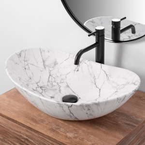 Lavoar pe blat Rea Royal 60 Statuario Marble Matt - Img 3