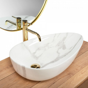 Lavoar pentru blat Rea Greta 65 Bianco Shiny - Img 2