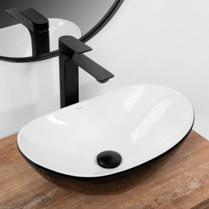 Lavoar pentru blat REA Royal Mini Black White - Img 7
