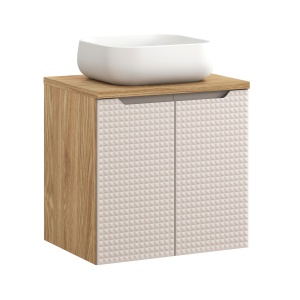 Set de mobilier de 60 cm cu blat si lavoar de blat Nika - Img 1