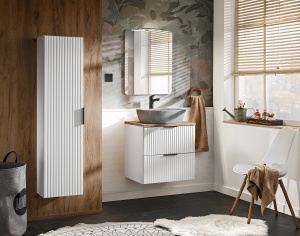 Set mobilier 60cm cu blat, lavoar Anna, dulap inalt si oglinda - Img 1
