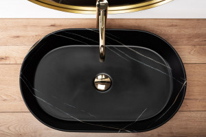 Lavoar ceramic pentru blat Rea Nadia Stone Black Matt - Img 7