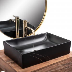Lavoar pe blat Rea Inga Black Marble Mat - Img 7