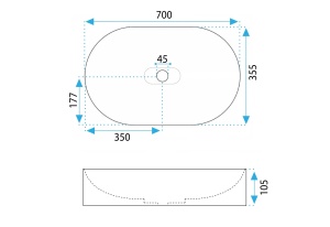 Lavoar pentru blat IRIS 71 CM Alb - Img 3