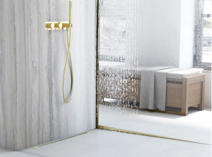 Cadă de duș bandă înclinată 100cm Brush Gold - Img 2