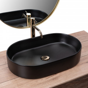 Lavoar ceramic pentru blat Rea Nadia Black Matt - Img 6