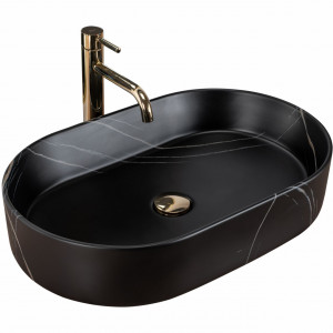 Lavoar ceramic pentru blat Rea Nadia Stone Black Matt - Img 1