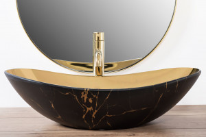 Lavoar de blat Rea Royal in Gold marble black mat - Img 7