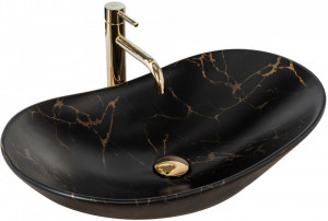 Lavoar pentru blat Rea Royal 60 Black Marble Mat - Img 2
