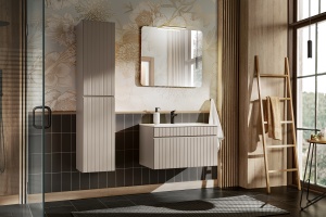 Set de mobilier de 80 cm cu lavoar SKY, dulap înalt și oglindă - Img 1