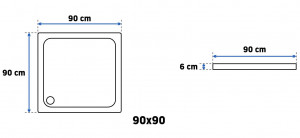 Cada pentru dus din acril Rea Savoy alb 90x90 - Img 6