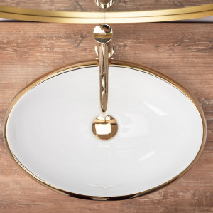 Lavoar pentru blat Rea Linda Gold White - Img 4