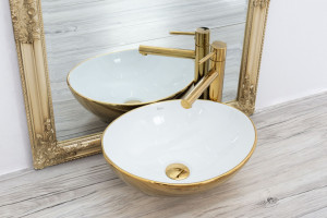 Lavoar pentru blat Rea Sofia Gold / Alb - Img 4