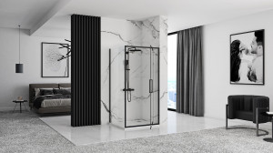 Cabina de dus de colt Rapid Swing Black Usa:70 x Perete:90 - Img 4