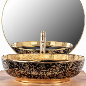 Lavoar pe blat Margot Gold / Black ceramic - Img 8