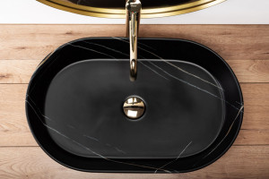 Lavoar ceramic pentru blat Rea Nadia Stone Black Matt - Img 4
