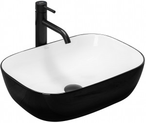 Lavoar pentru blat Rea Belinda Alb Negru White Black - Img 8